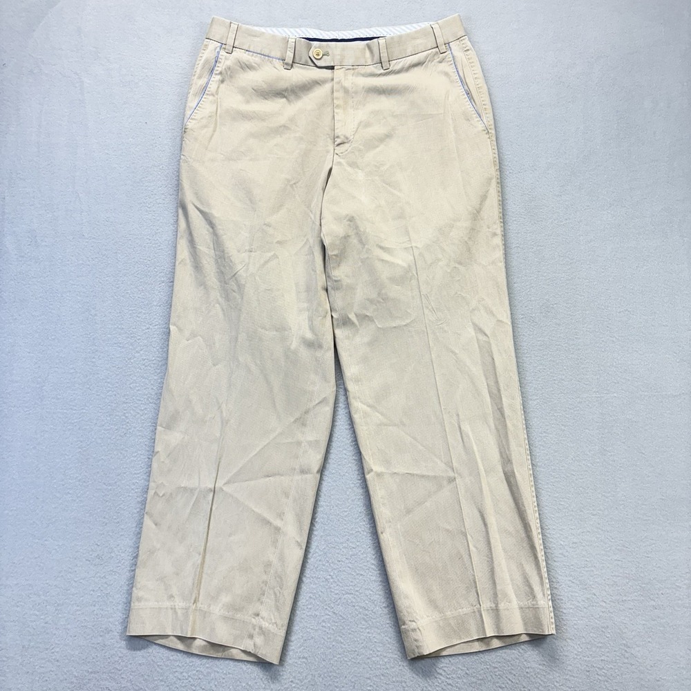Hiltl Dress Pants Mens 33x27 Beige Straight The Ultimate Trousers Stretch Preppy